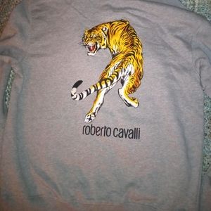 Robert Cavalli zip up grey tiger hoodie